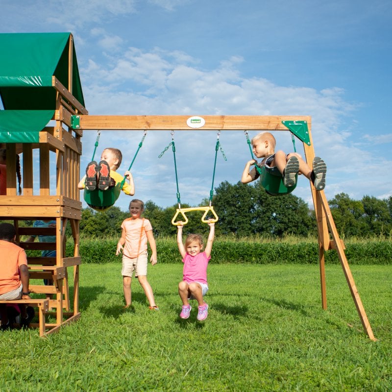 Drewniany Plac Zabaw Belmont 6w1 ze Zjeżdżalnią i Piaskownicą BACKYARD DISCOVERY