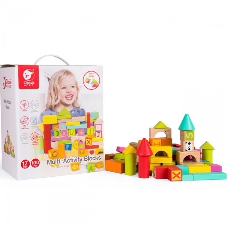 CLASSIC WORLD Drewniane Klocki Edukacyjne 100 el.