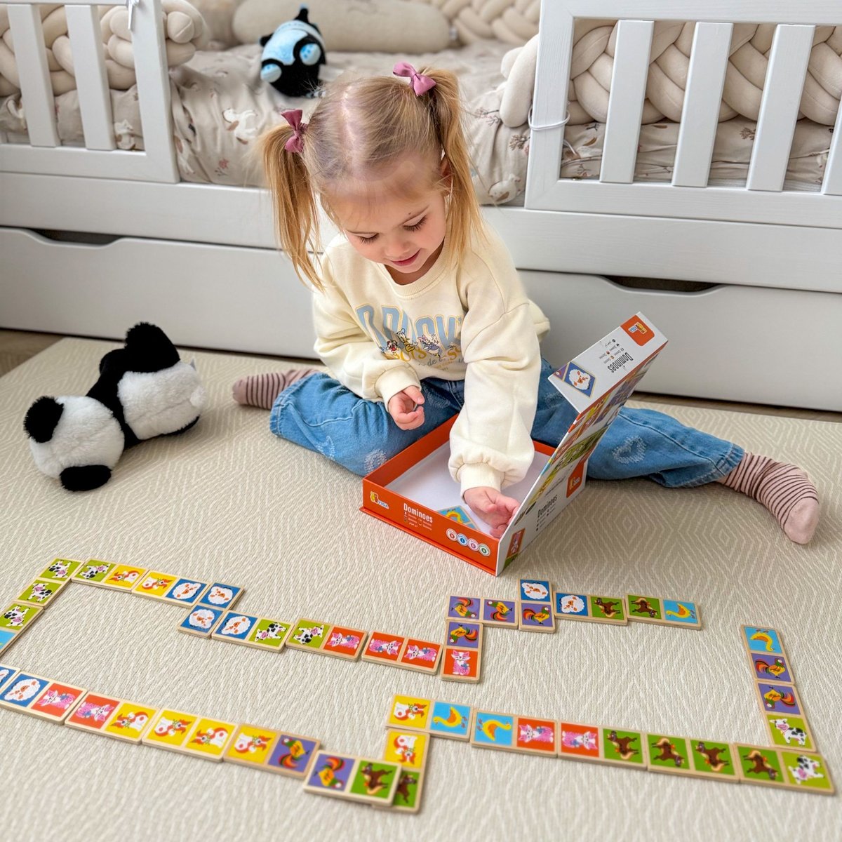 Drewniana Gra Domino Farma 28 el. Montessori VIGA Toys – zdjęcie 12
