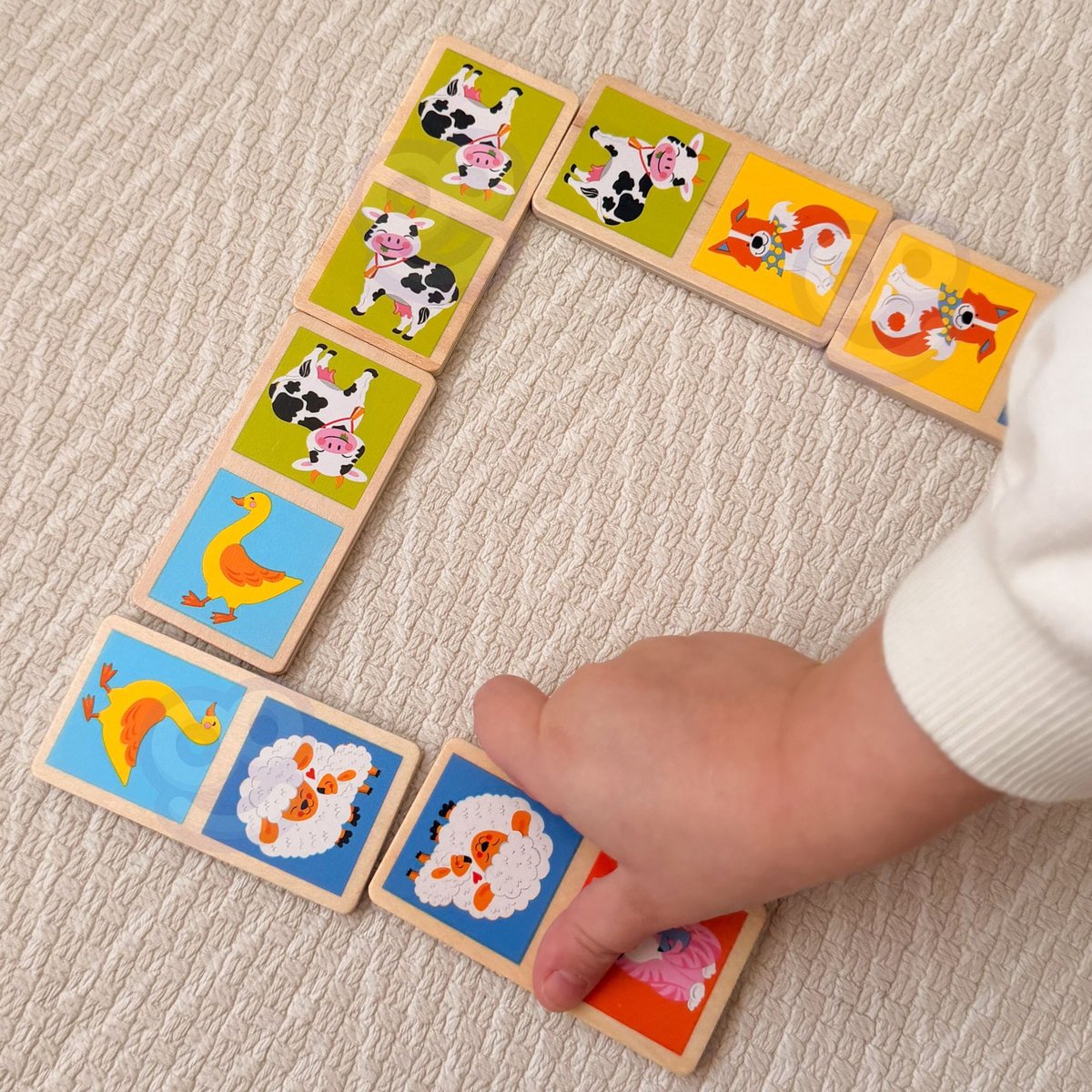 Drewniana Gra Domino Farma 28 el. Montessori VIGA Toys – zdjęcie 14