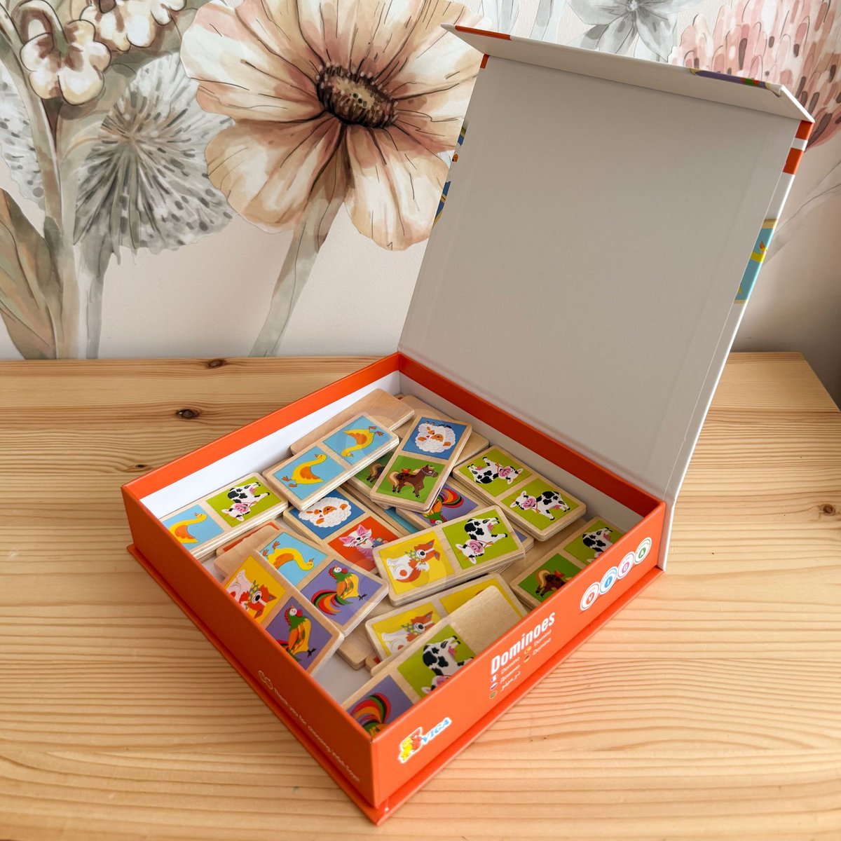 Drewniana Gra Domino Farma 28 el. Montessori VIGA Toys – zdjęcie 17