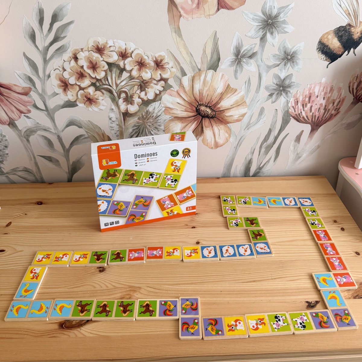 Drewniana Gra Domino Farma 28 el. Montessori VIGA Toys – zdjęcie 19
