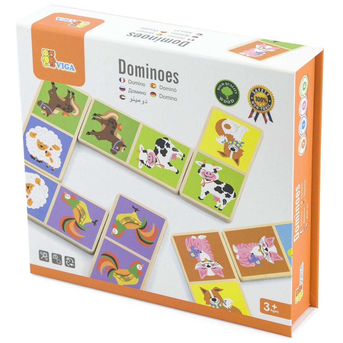 Drewniana Gra Domino Farma 28 el. Montessori VIGA Toys – zdjęcie 23