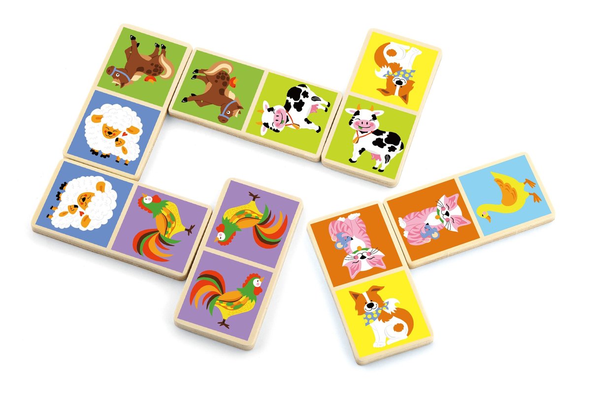 Drewniana Gra Domino Farma 28 el. Montessori VIGA Toys – zdjęcie 9