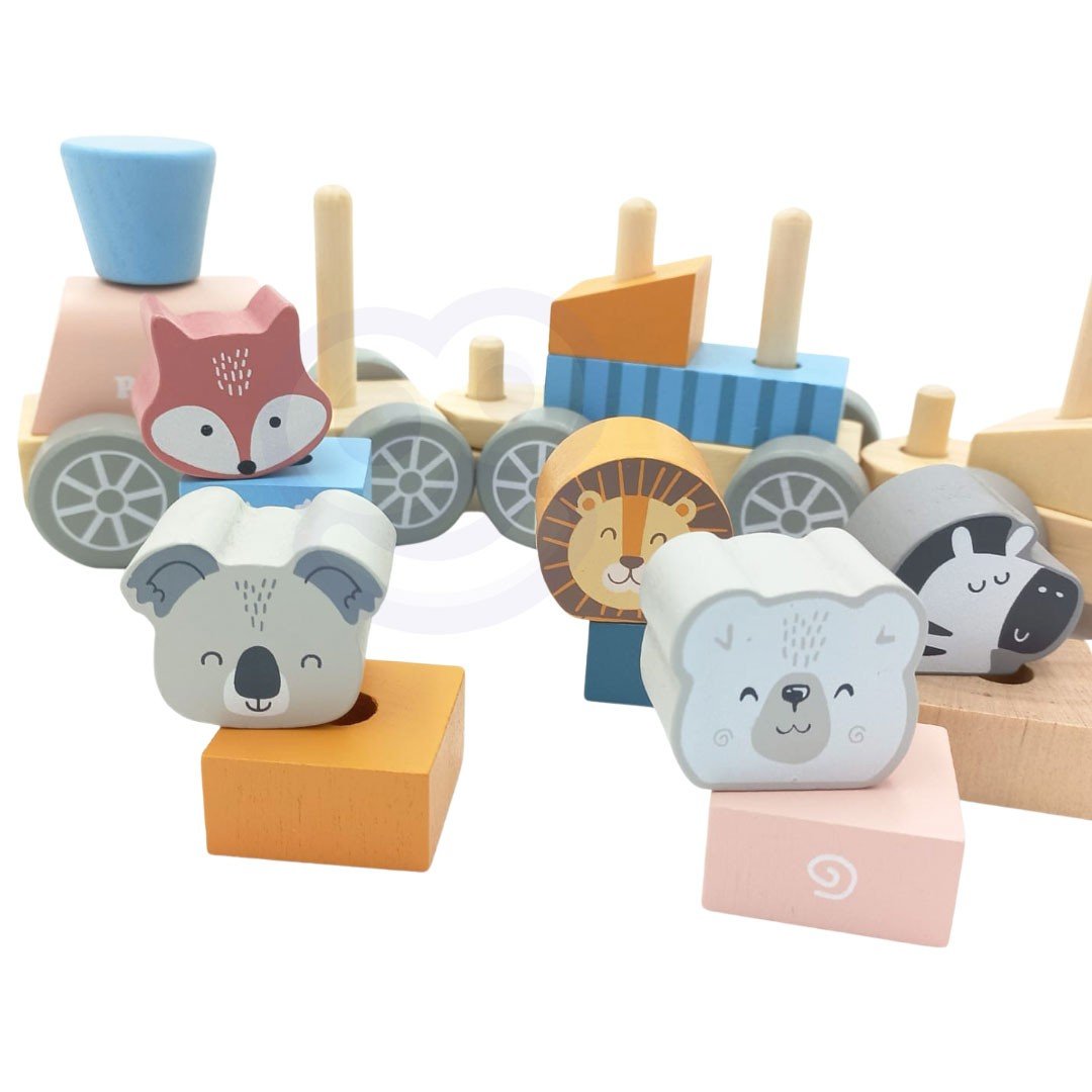 Drewniana Kolejka z Wagonikami i Zwierzątkami do Ciągnięcia Montessori VIGA PolarB – zdjęcie 22