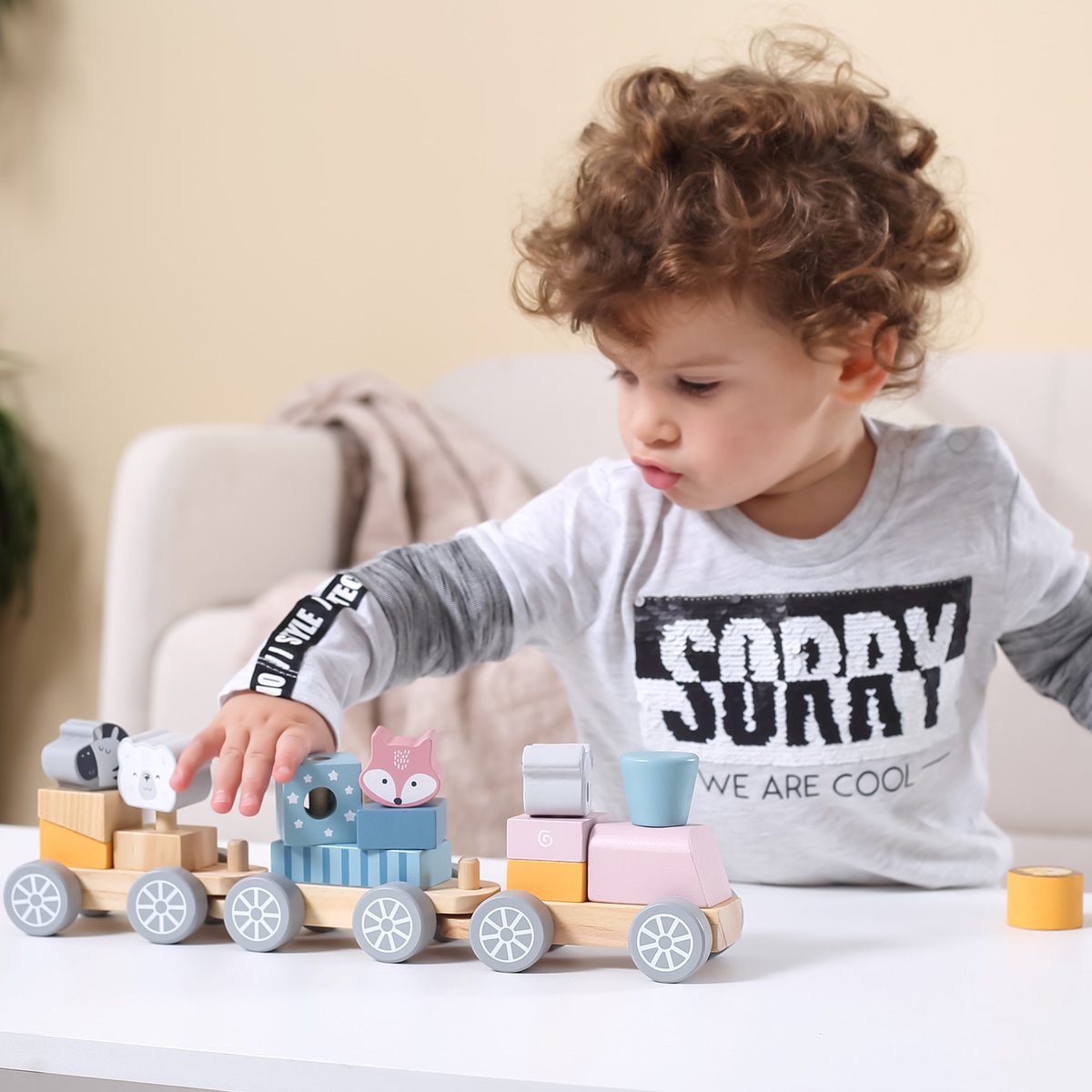 Drewniana Kolejka z Wagonikami i Zwierzątkami do Ciągnięcia Montessori VIGA PolarB – zdjęcie 24