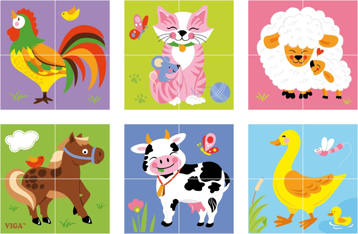Drewniana Układanka Farma Puzzle 4 Klocki VIGA – zdjęcie 21