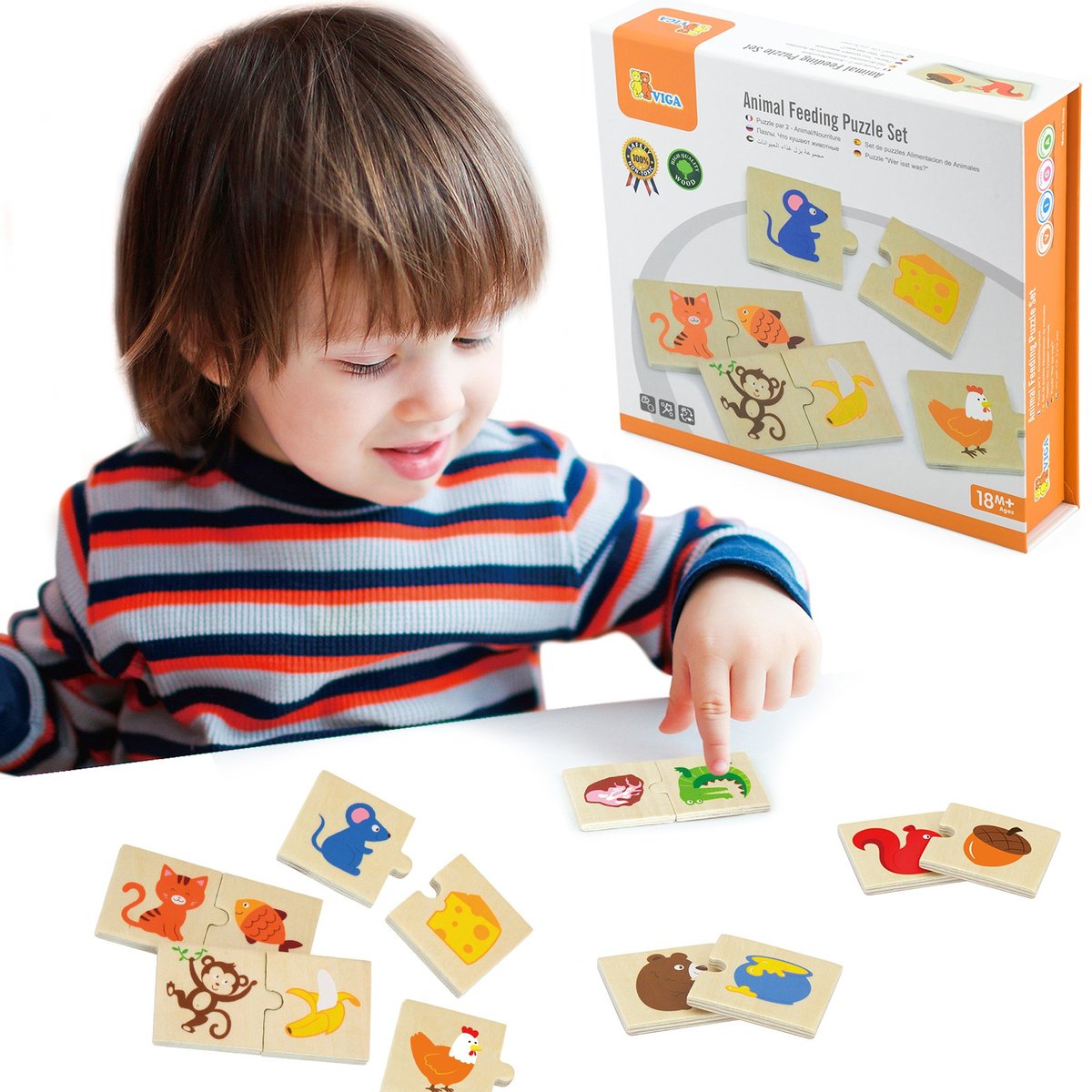 Drewniane Puzzle Nakarm Zwierzątko co Jedzą Zwierzęta Układanka VIGA – zdjęcie 16