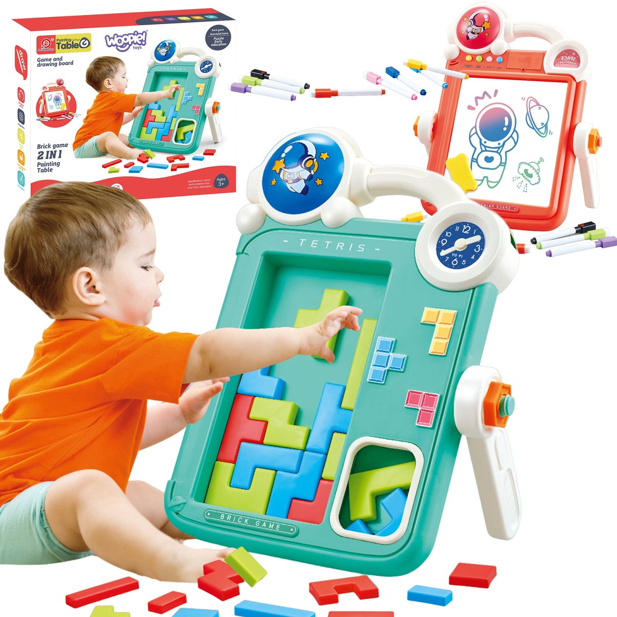 Dwustronna Tablica do Rysowania Gra Tetris 2w1 Turkusowa WOOPIE – zdjęcie 11