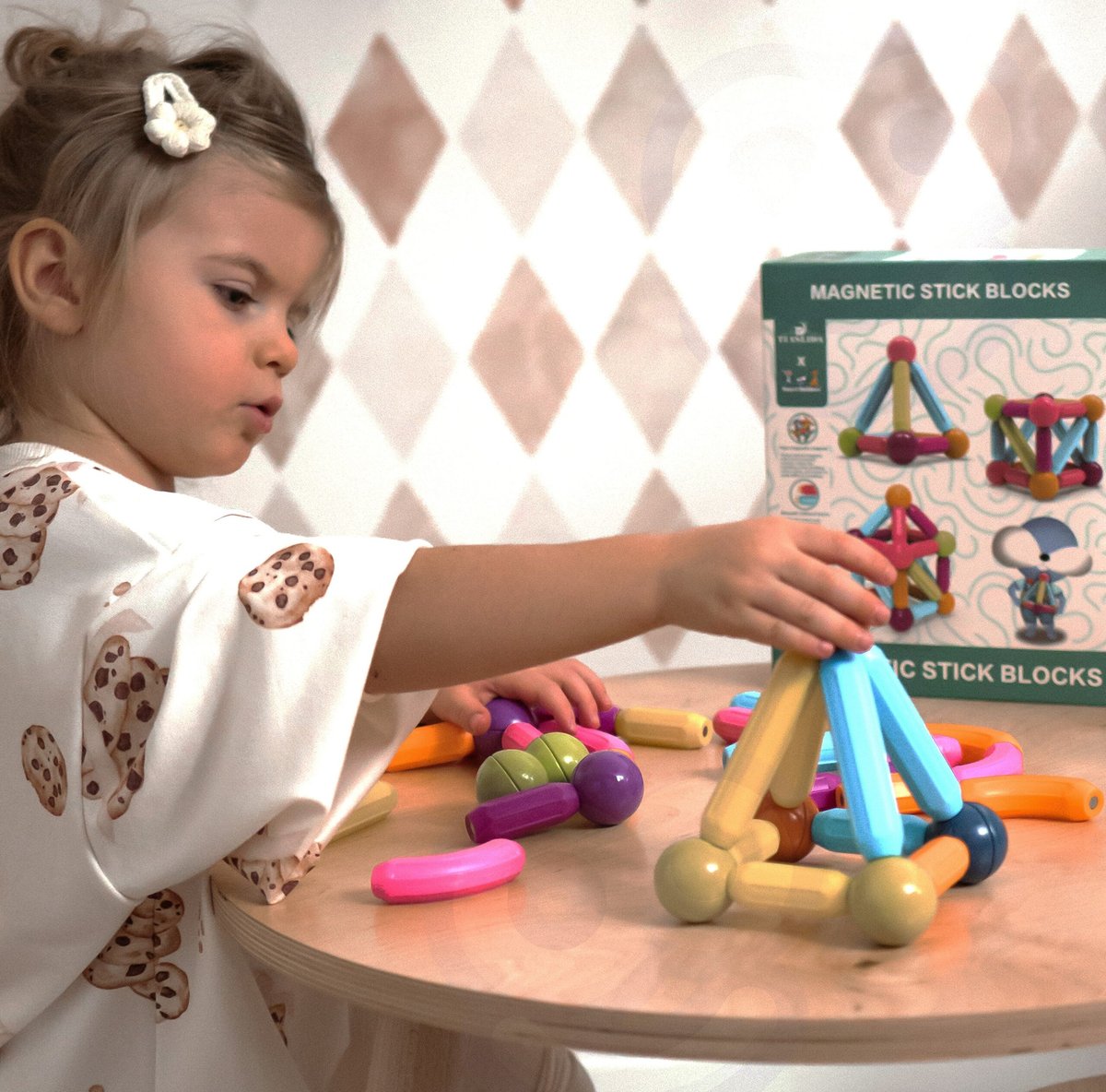 Magnetyczne Klocki Konstrukcyjne Edukacyjne Duże Grube 28 el. WOOPIE – zdjęcie 13
