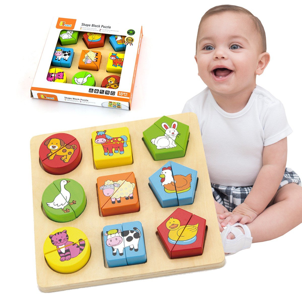 Puzzle Edukacyjne Drewniane Zwierzęta VIGA – zdjęcie 9