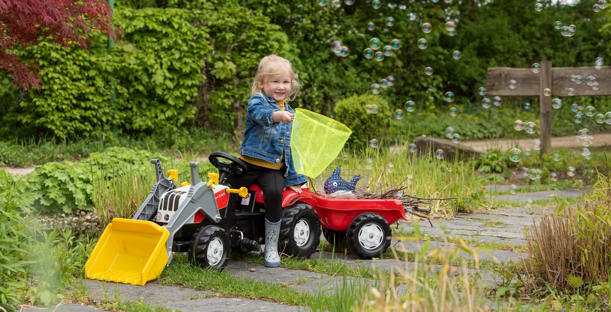 ROLLY TOYS rollyKid Traktor na Pedały STEYR Czerwony z Łyżką i Przyczepą