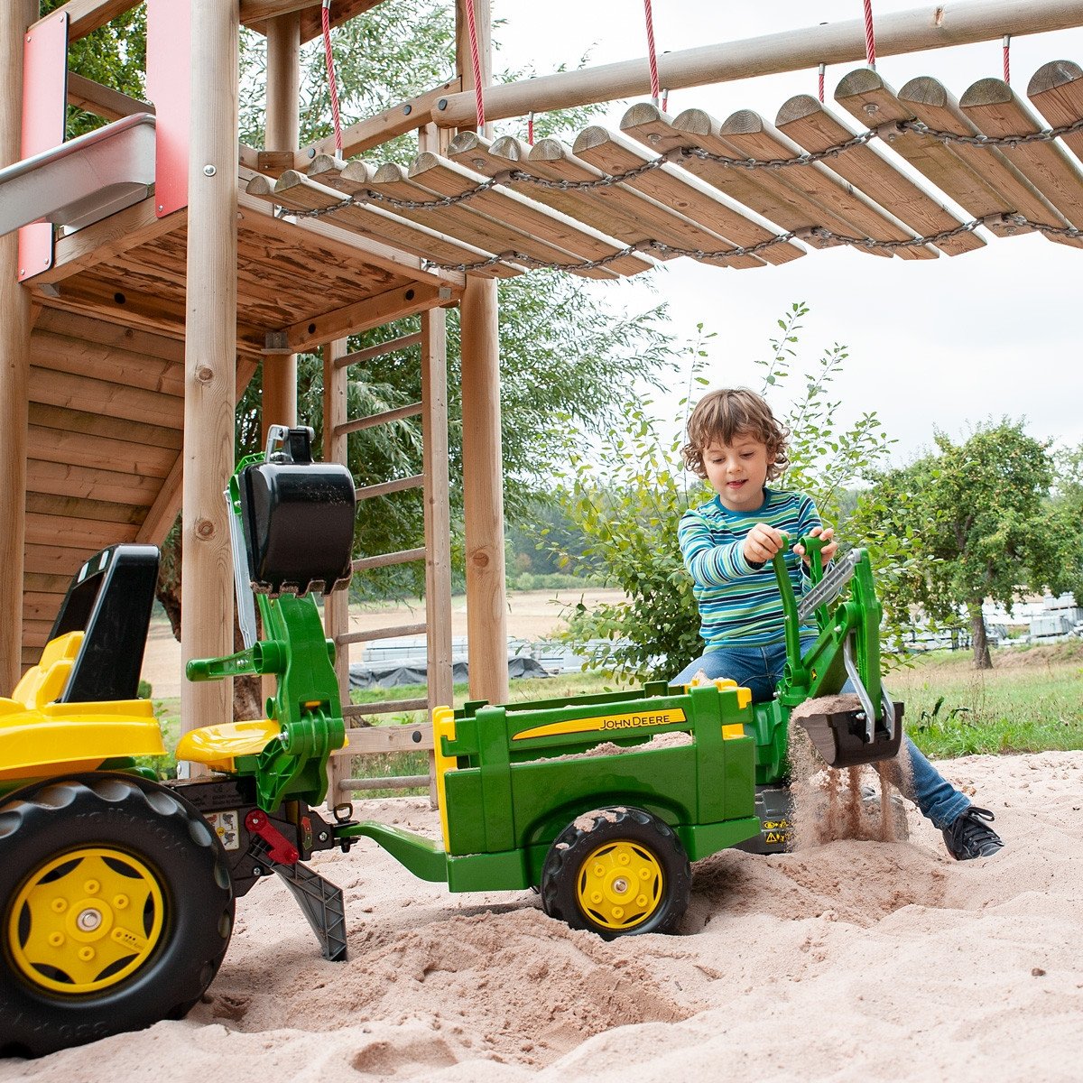 ROLLY TOYS rollyTrailer Przyczepa Farm JOHN DEERE Otwierane Burty