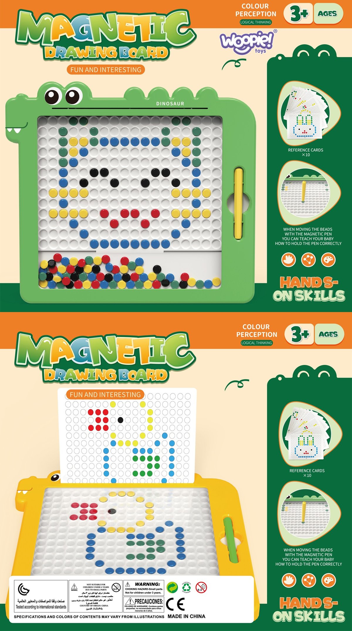 Tablica Magnetyczna dla Dzieci Montessori MagPad Dinozaur Żółty WOOPIE – zdjęcie 13
