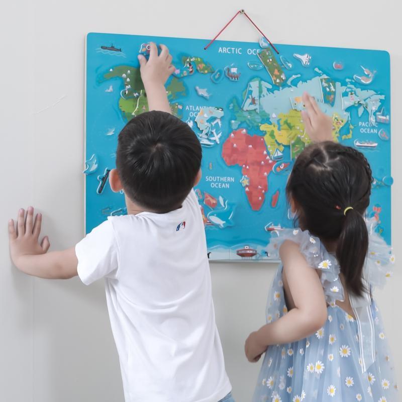 Viga 2w1 Tablica Edukacyjna z Magnetyczną Mapą Świata Montessori