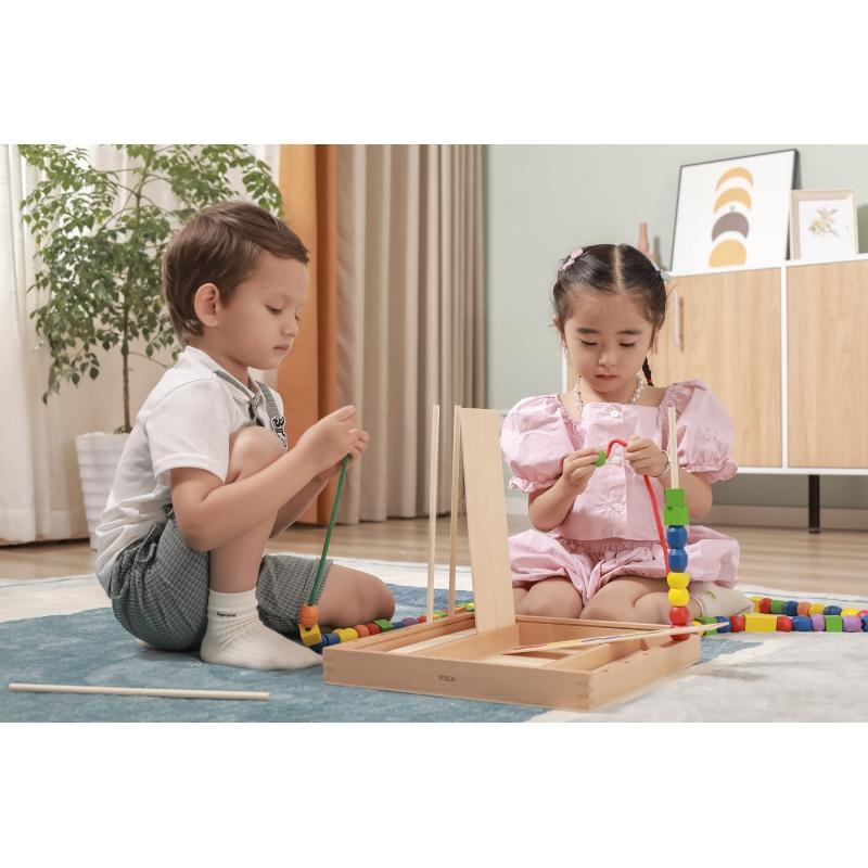 VIGA Drewniana Gra edukacyjna Logiczne koraliki 104 elementy Montessori