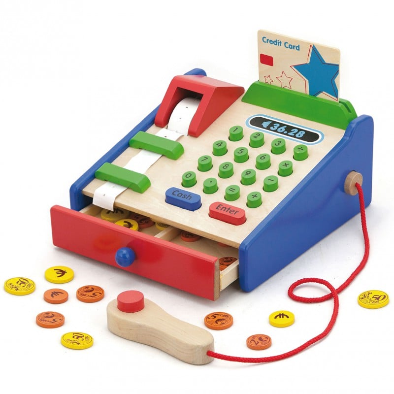 Drewniana Kasa Sklepowa Montessori z Akcesoriami i Skanerem VIGA Toys