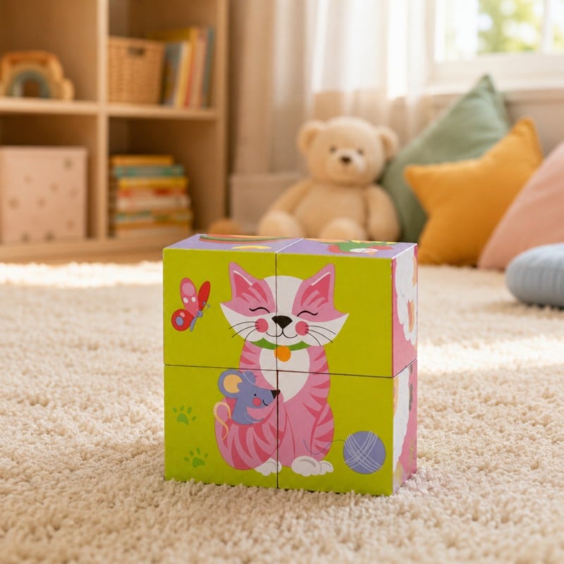 VIGA Drewniana Układanka Puzzle Farma 4 klocki