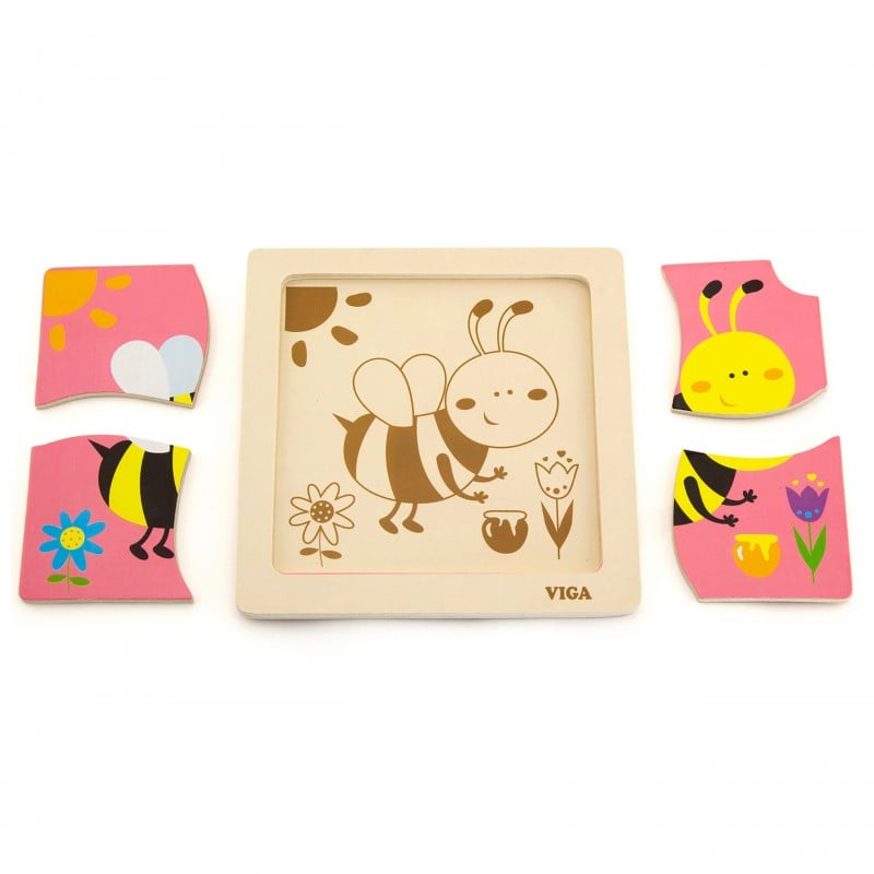 Drewniane Puzzle Edukacyjne Pszczoła Montessori VIGA
