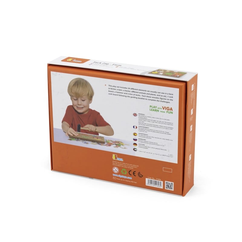 Drewniana Przybijanka Farma z Korkową Tablicą Montessori VIGA Toys