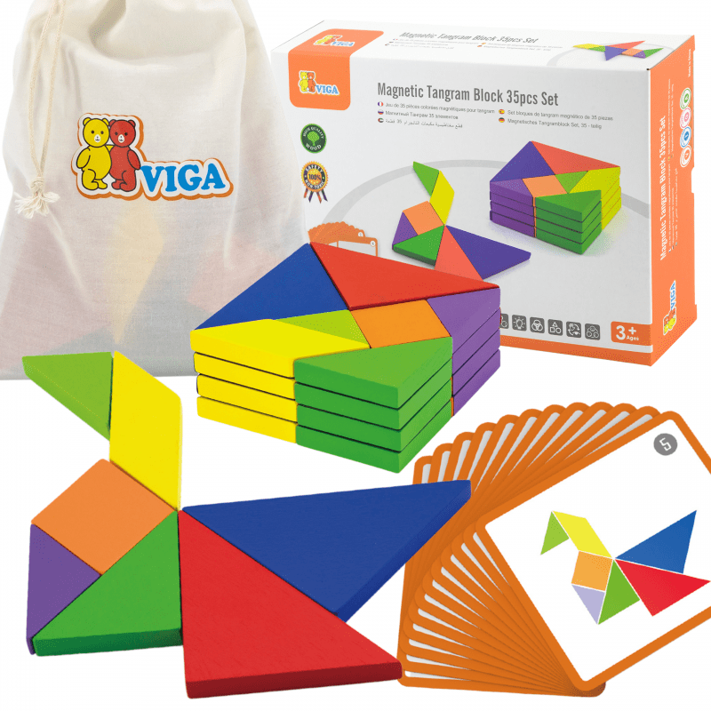 Viga Tangram Drewniana Gra Logiczna Układanka Klocki Łamigłówka