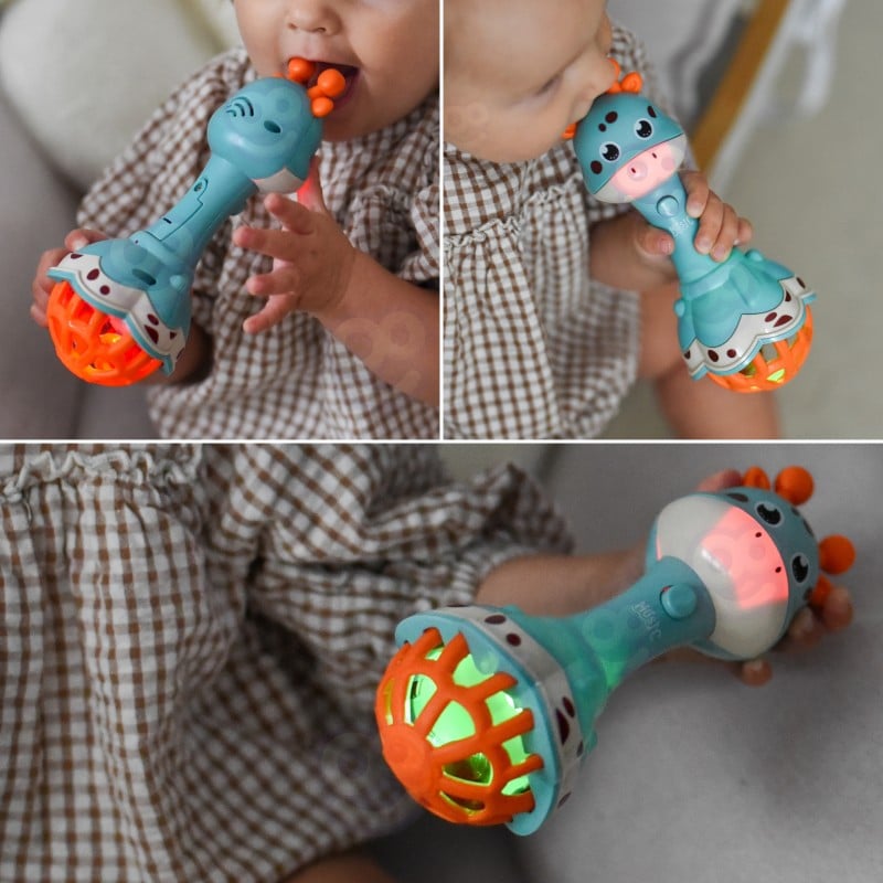WOOPIE BABY Grzechotka Żyrafka Sensoryczna Gryzak z Muzyką Montessori
