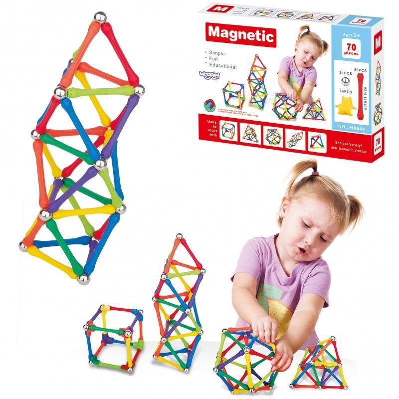 WOOPIE Klocki Magnetyczne Konstrukcyjne Układanka Kreatywna 70 el.