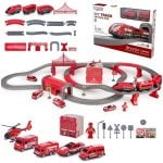 WOOPIE Kolejka Elektryczna Tor Samochodowy Straż Helikopter Auta 92 el.