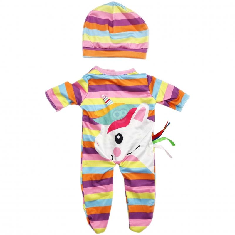 WOOPIE Ubranko dla Lalki Zestaw Pajacyk Body Jednorożec Czapeczka 43-46 cm