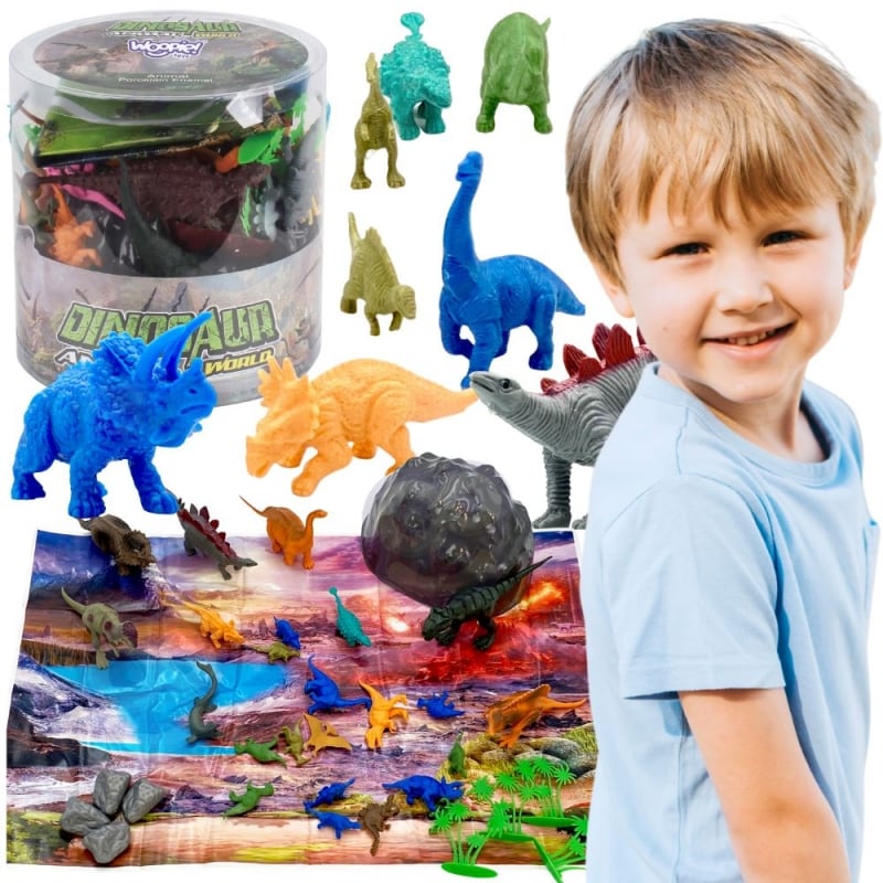 woopie zestaw figurki dinozaury duze zwierzeta mata pojemnik xxl 34 szt