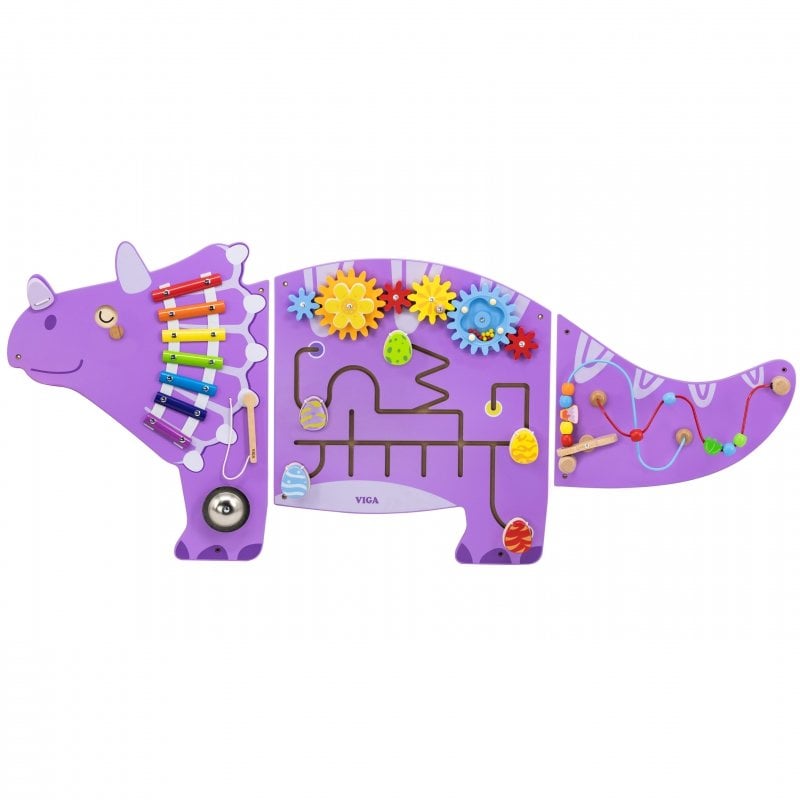 Viga Drewniana Tablica Sensoryczna Manipulacyjna Edu Triceratops 1