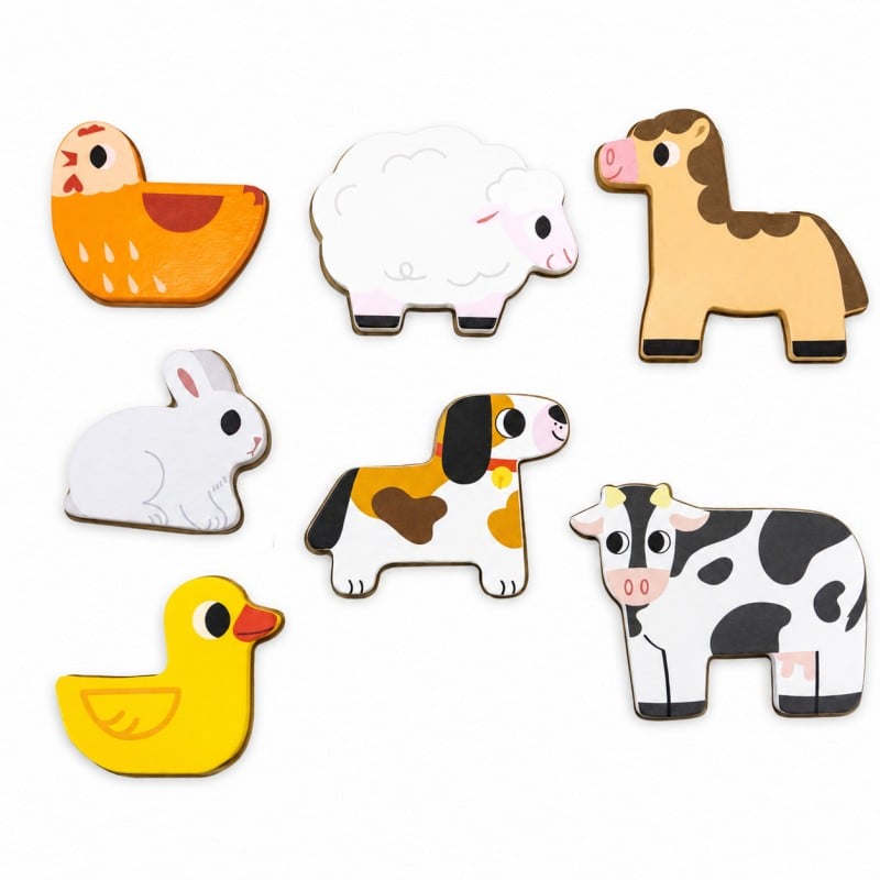 Drewniane Puzzle Montessori 2w1 z Figurkami Farmy VIGA