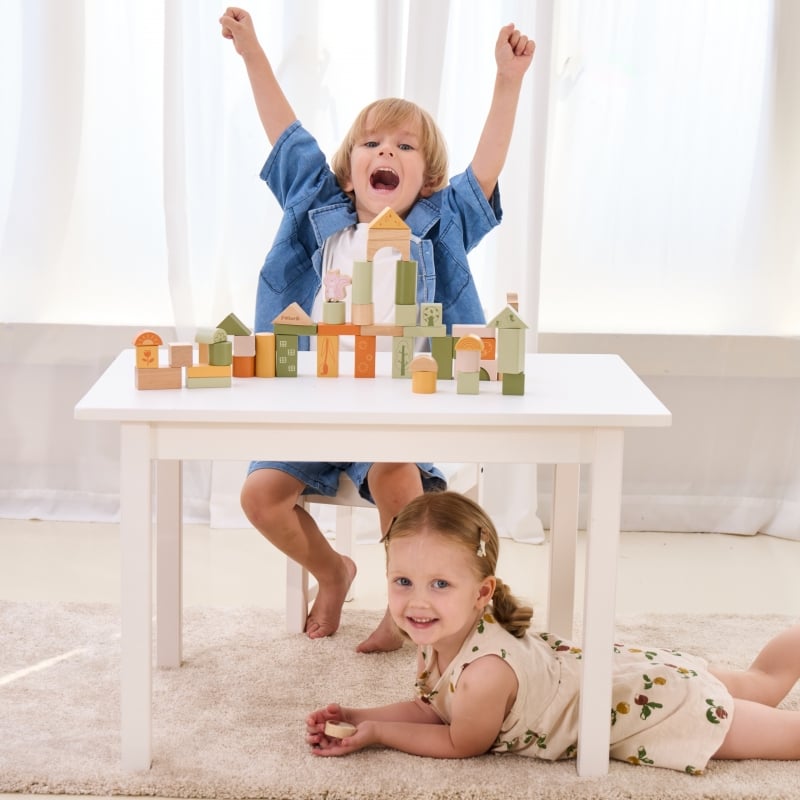 VIGA PolarB Drewniane Klocki Bloki Montessori Zwierzęta 50 el.