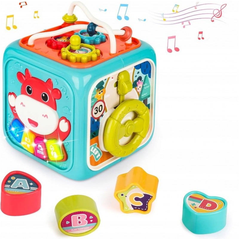 Interaktywna Kostka Sensoryczna Montessori Sorter 6w1 WOOPIE