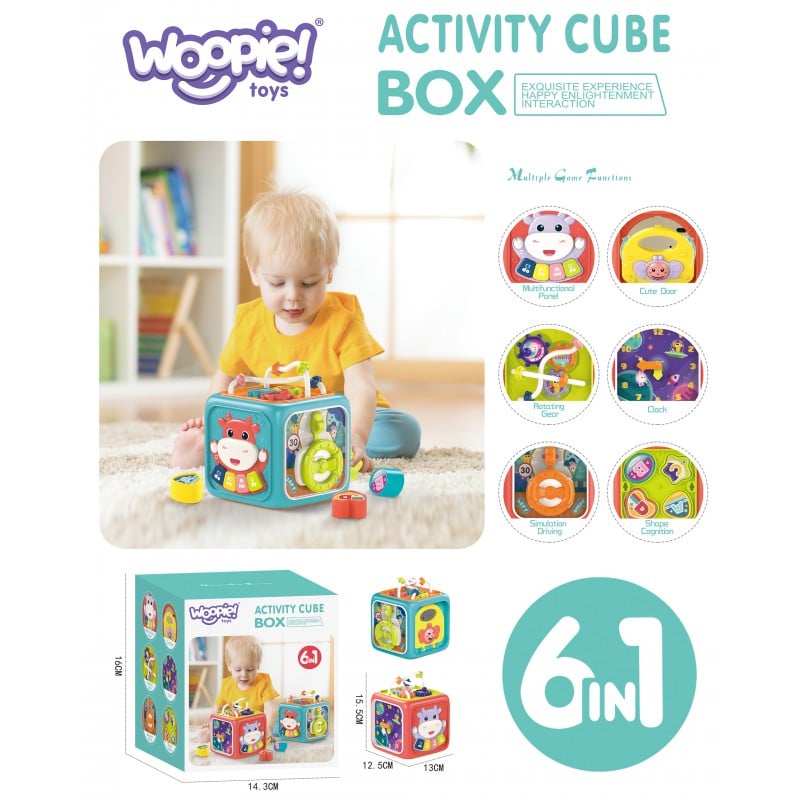 Interaktywna Kostka Sensoryczna Montessori Sorter 6w1 WOOPIE