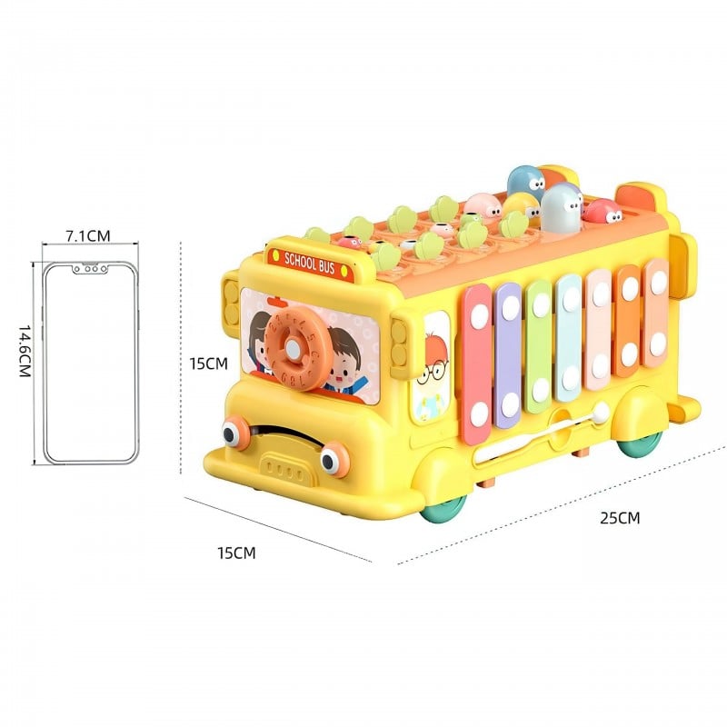 Interaktywny Autobus Edukacyjny 6w1 z Młoteczkiem i Cymbałkami WOOPIE BABY