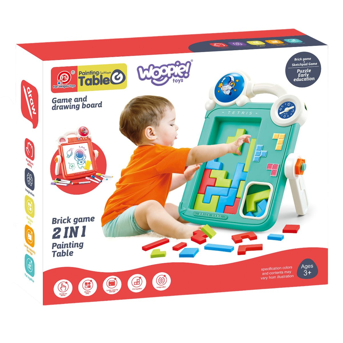 Dwustronna Tablica do Rysowania Gra Tetris 2w1 Pomarańczowa WOOPIE