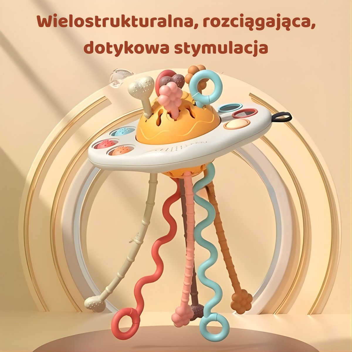 Zabawka Sensoryczna Montessori Gryzak Grzechotka Wielofunkcyjny UFO WOOPIE BABY – zdjęcie 15