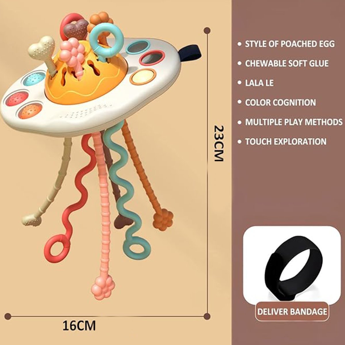 Zabawka Sensoryczna Montessori Gryzak Grzechotka Wielofunkcyjny UFO WOOPIE BABY – zdjęcie 19