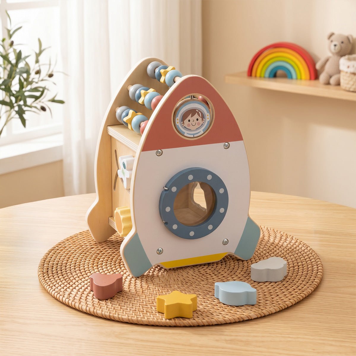 Kosmiczna Rakieta Aktywności Sorter Labirynt Drewniany TOOKY TOY – zdjęcie 11