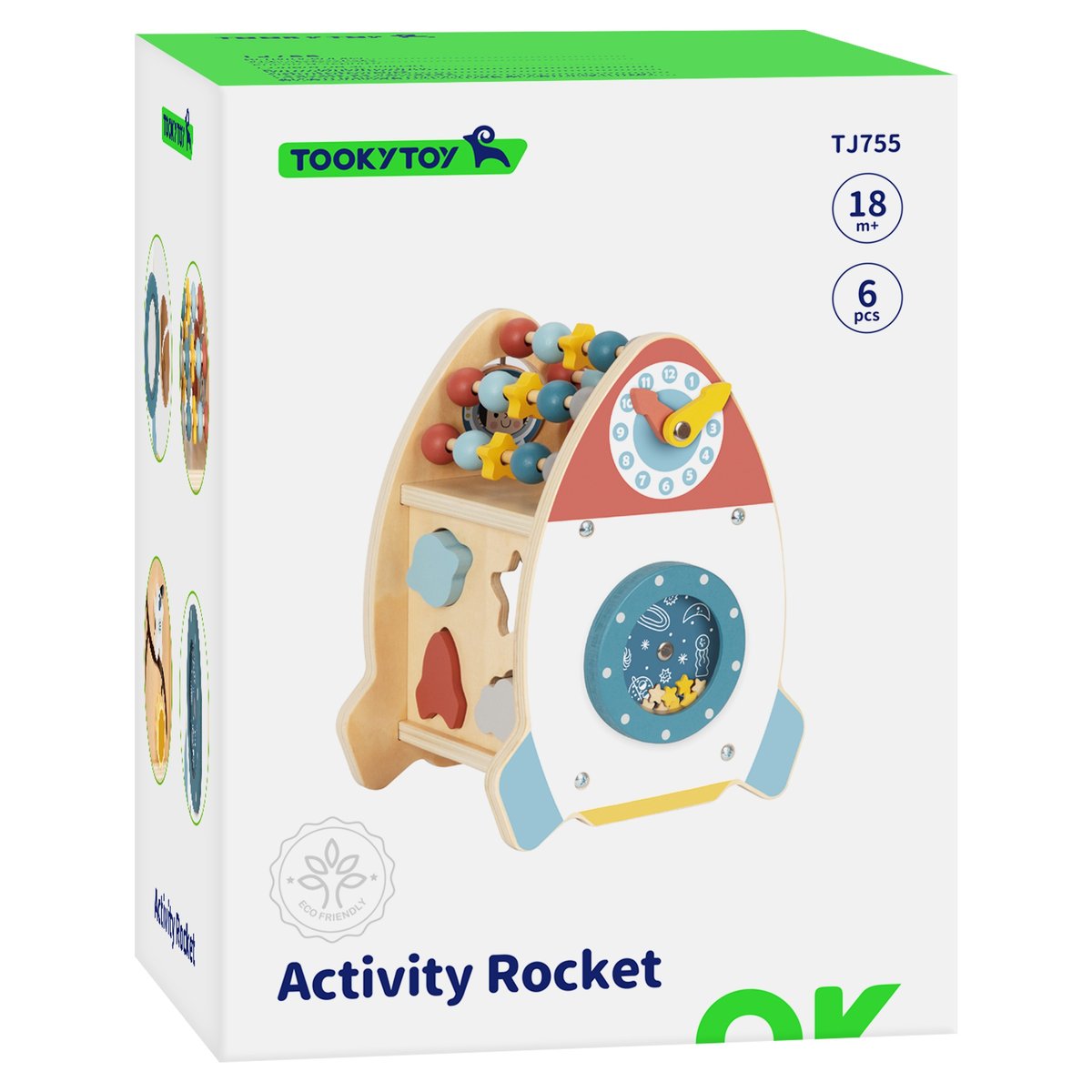 Kosmiczna Rakieta Aktywności Sorter Labirynt Drewniany TOOKY TOY – zdjęcie 22