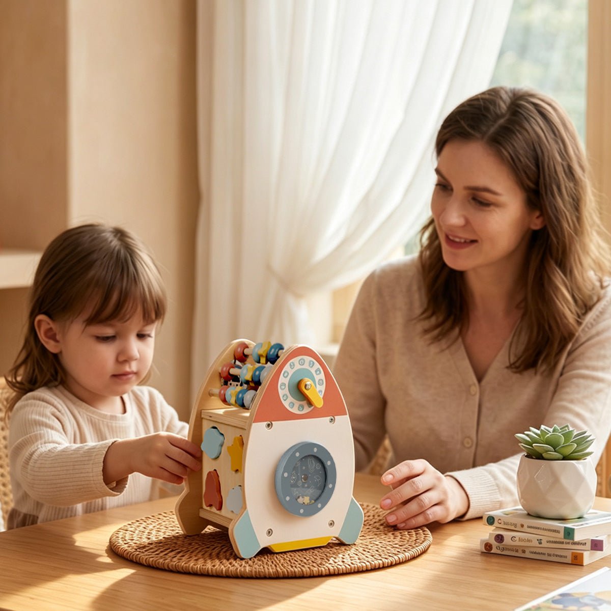 Kosmiczna Rakieta Aktywności Sorter Labirynt Drewniany TOOKY TOY – zdjęcie 7