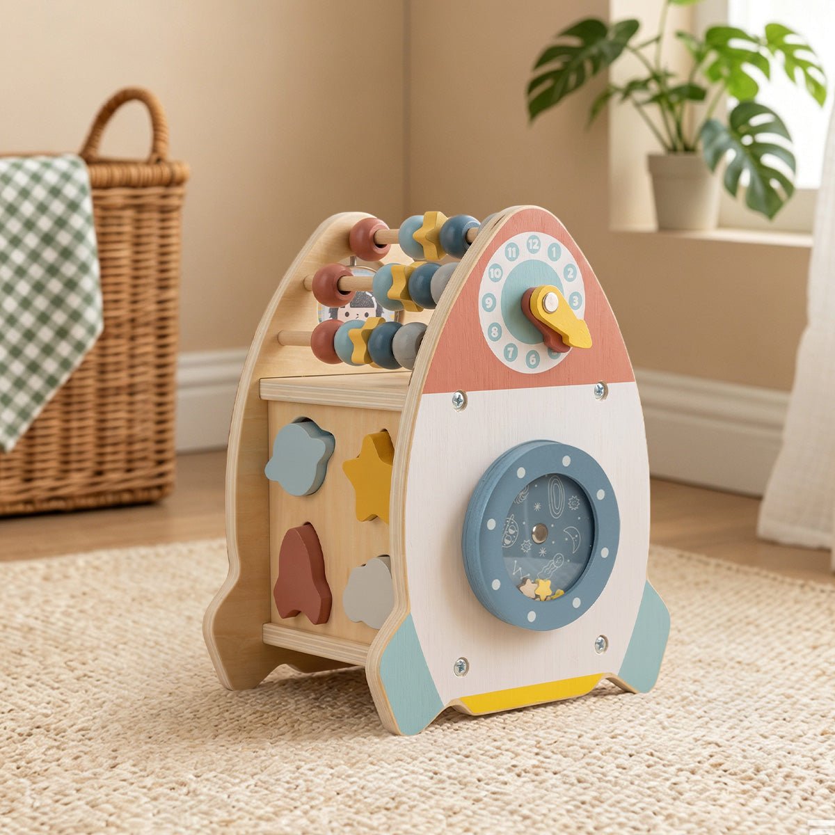 Kosmiczna Rakieta Aktywności Sorter Labirynt Drewniany TOOKY TOY – zdjęcie 9