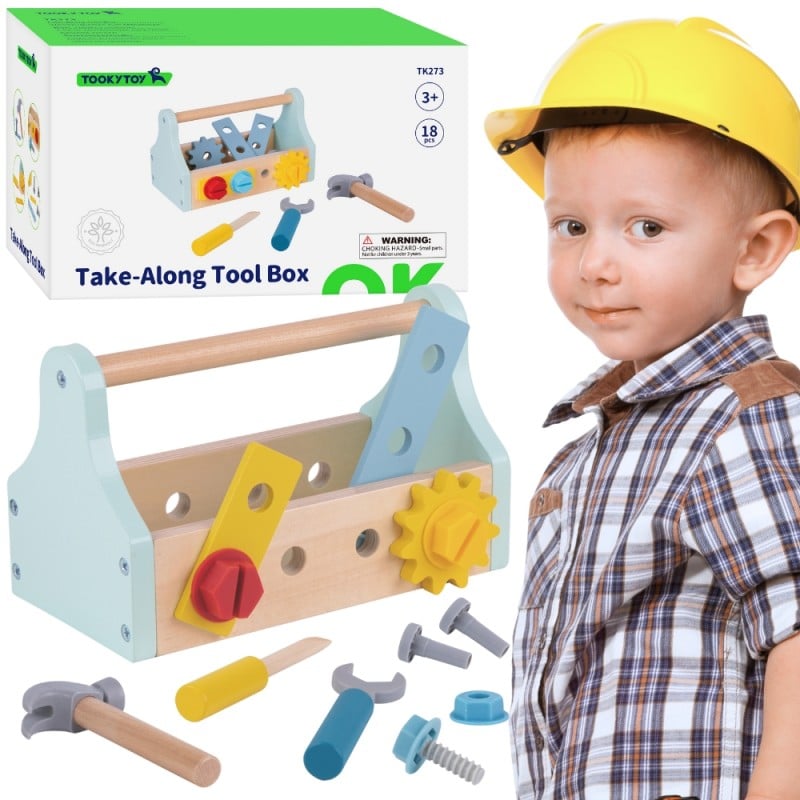 Drewniana Skrzynka z Narzędziami Zestaw 18 el. TOOKY TOY