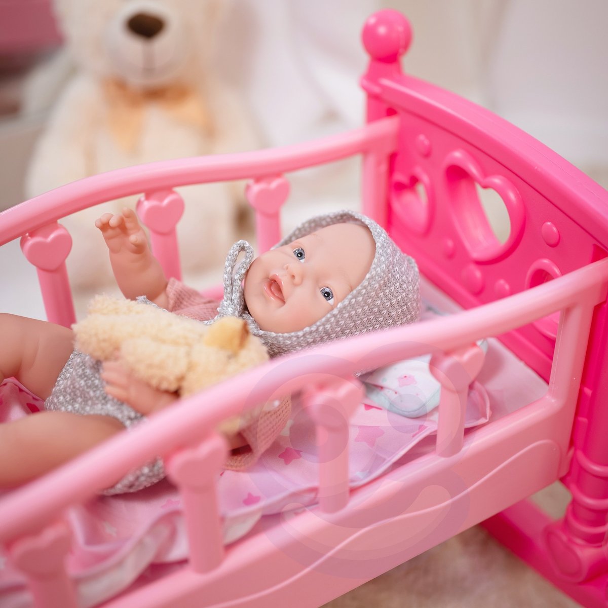 WOOPIE ROYAL Lalka Bobas 36 cm w Ubranku z Misiem Akcesoria do Karmienia