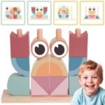 TOOKY TOY Krab Układanka Drewniana Stosy Klocki Bloki Pastelowy