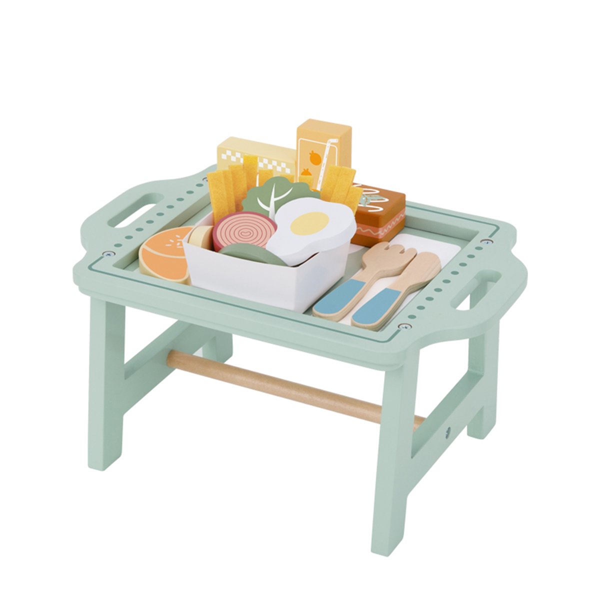 WOOPIE GREEN Zestaw Śniadaniowy z Tacą i Akcesoriami Serwis Pastelowy