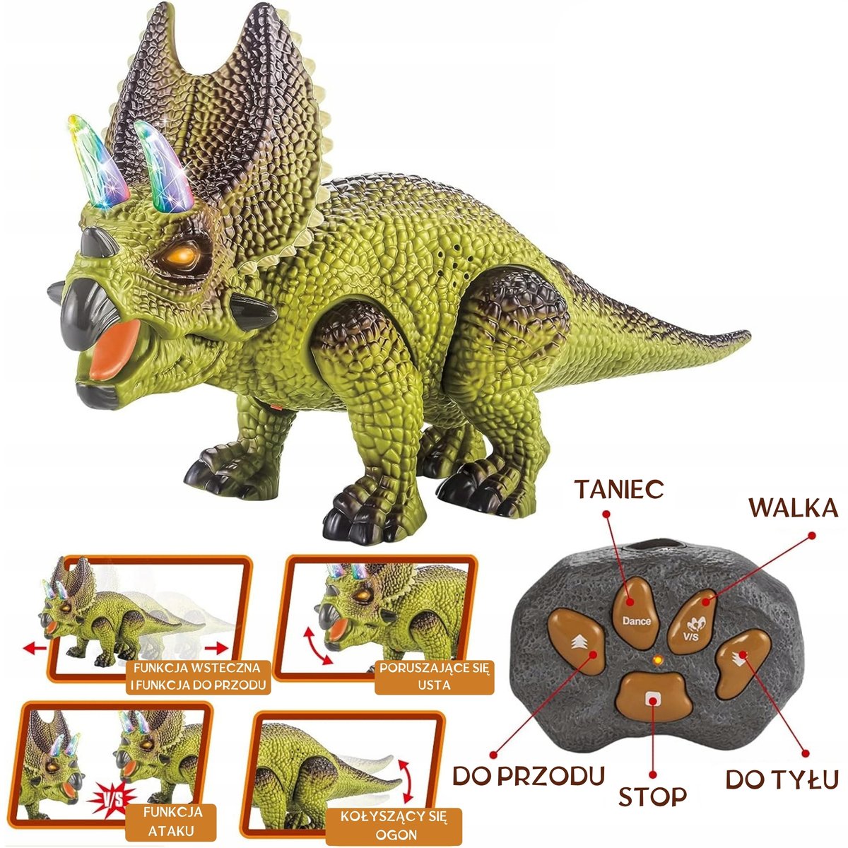 Dinozaur Zdalnie Sterowany RC Robot Triceratops WOOPIE
