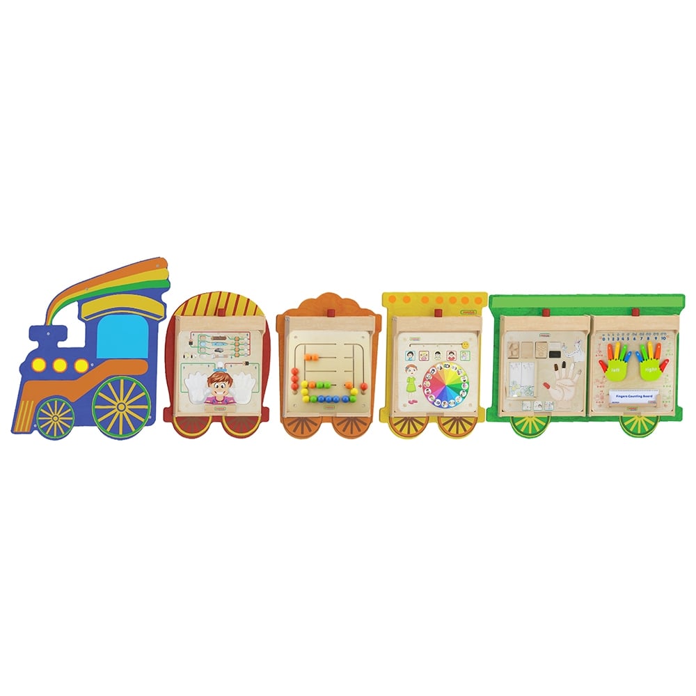 Zestaw Tablic Pociąg 5w1 Tablica Sensoryczna Motoryczna Nauka Zmysłów i Emocji MASTERKIDZ