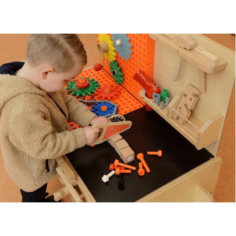 MASTERKIDZ Drewniany Warsztat XXL Montessori STEM z Narzędziami + Akcesoria